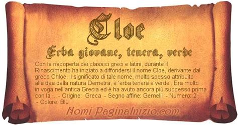 Cloe: significato del nome, origine e onomastico .